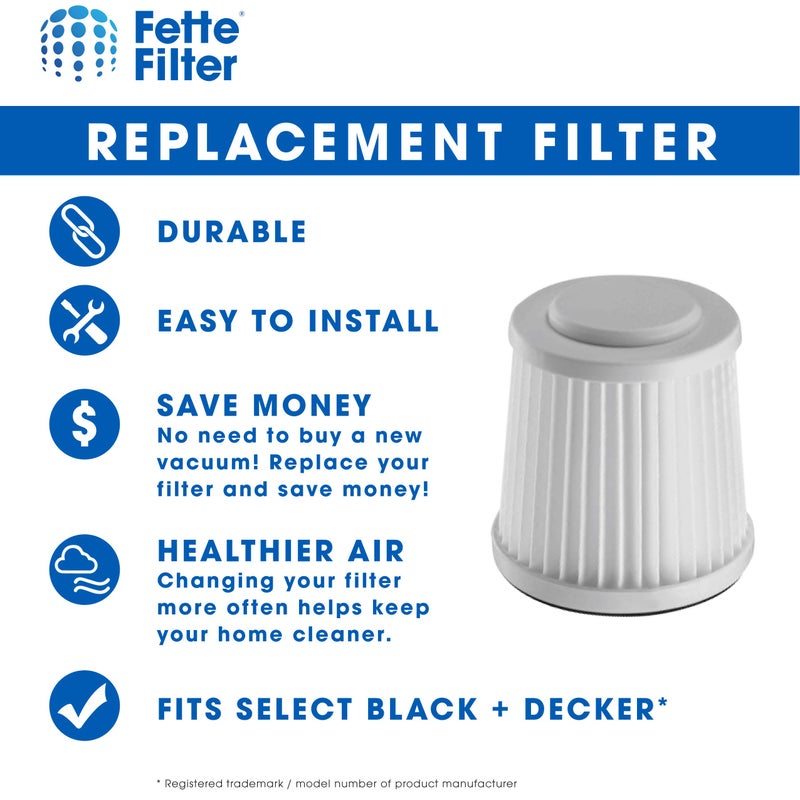 Fette Filter - Vacuum Filter Compatible with Black and Decker Flex Vac FHV1200. Compare to Part # FVF100 - Pack of 4 - Image 3